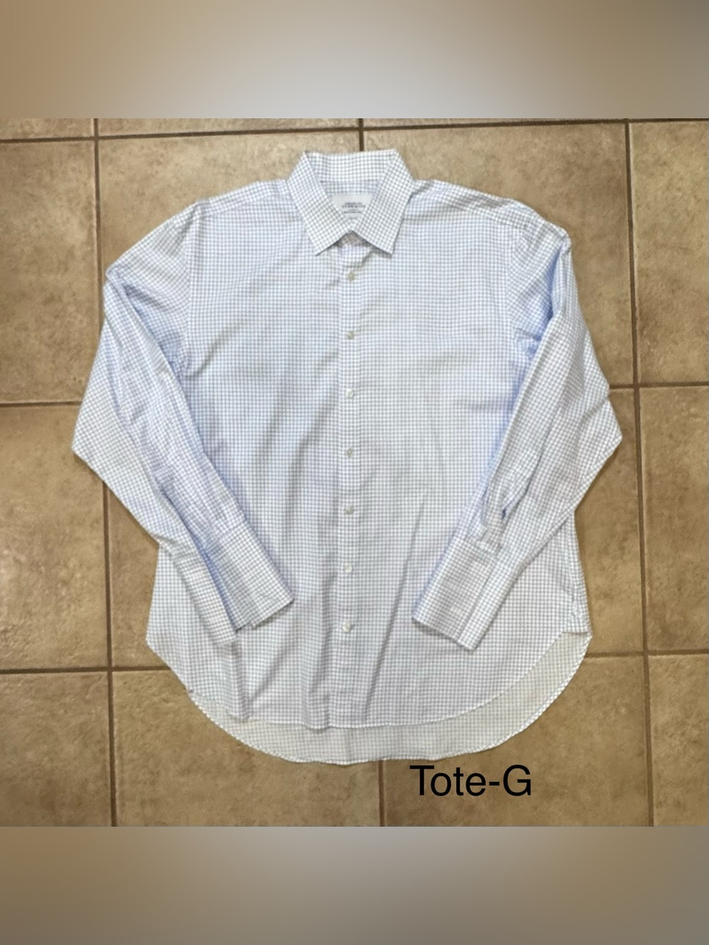Charles Tyrwhitt Blue and White Windowpane Dress Shirt French cuff